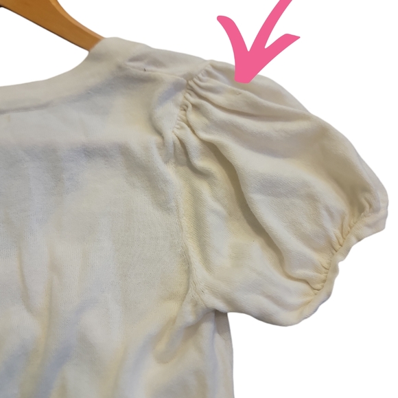 Gap Knit Top With Puff Sleeves Off White Size S - Picture 4 of 5